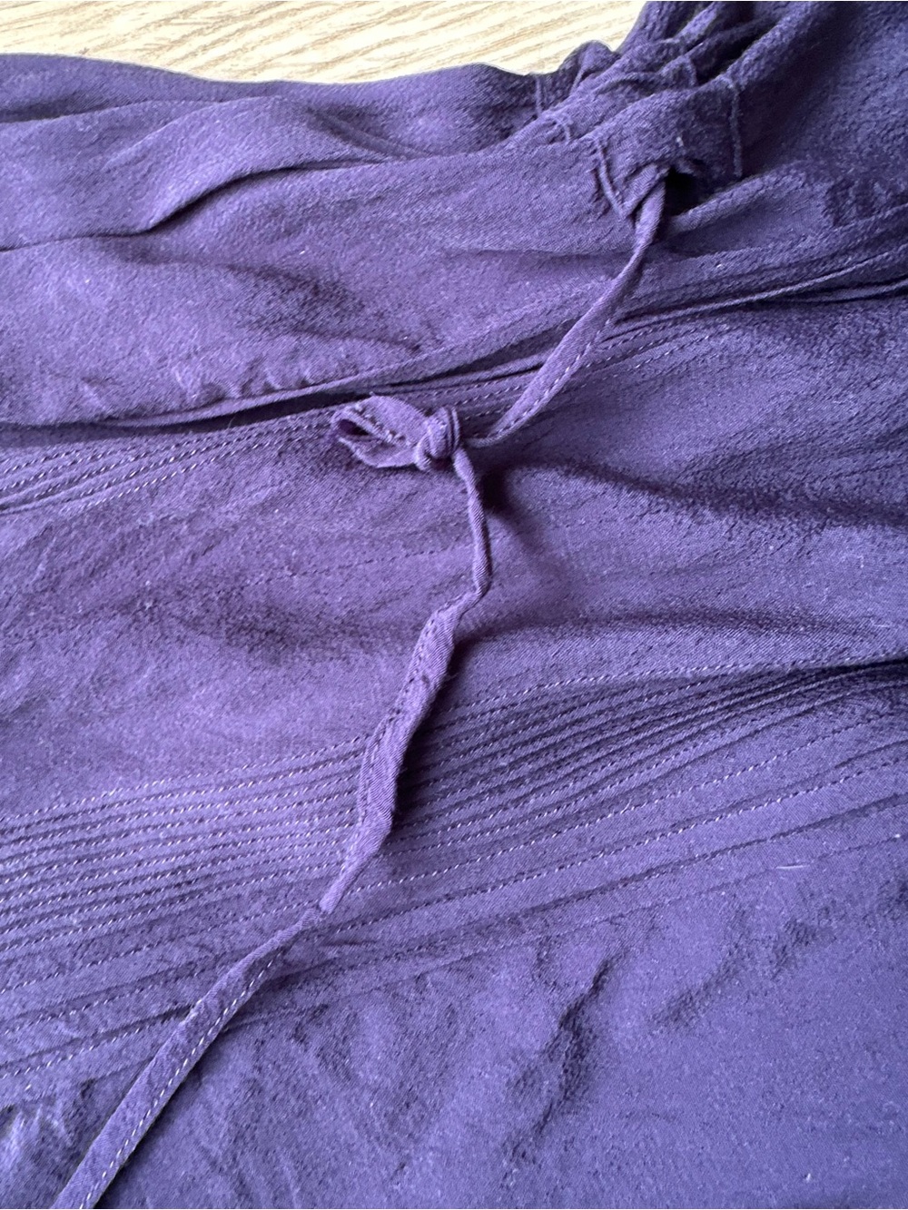 Diane Von Furstenberg Deep Purple Long Sleeve Tie-Waist Dress - Picture 6 of 11